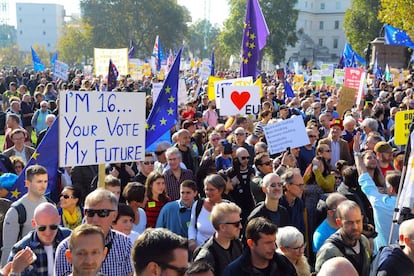 Manifestación a favor de un nuevo referéndum sobre el Brexit el pasado 20 de octubre en Londres.