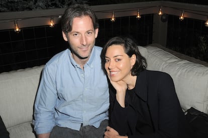 Jeff Baena y Aubrey Plaza, en una fiesta de cumpleaños en mayo de 2016 en Silverlake, Los Ángeles, California.