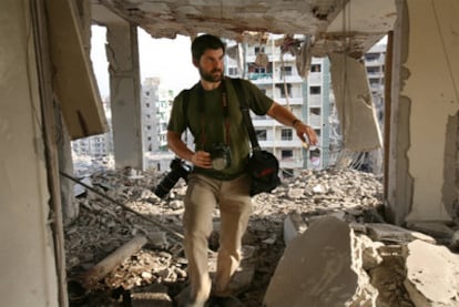 Chris Hondros en el sur de Beirut (Líbano) en agosto de 2006.