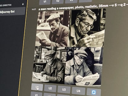 Un usuario genera imágenes por inteligencia artificial en Midjourney.