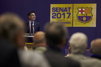 Intervención de Bartomeu en el senado del Barcelona.