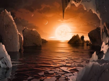 Recreación de la superficie del exoplaneta Trappist-1f.