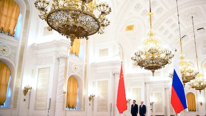 El presidente de Rusia, Vladímir Putin, y el presidente de China, Xi Jinping, en un encuentro en el Kremlin, Moscú, el 21 de marzo de 2023.