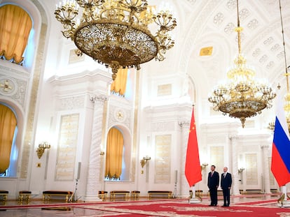 El presidente de Rusia, Vladímir Putin, y el presidente de China, Xi Jinping, en un encuentro en el Kremlin, Moscú, el 21 de marzo de 2023.