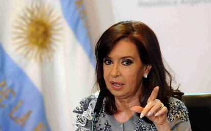 La presidenta argentina, Cristina Fern&aacute;ndez, durante un discurso en la Casa Rosada, Buenos Aires (Argentina).