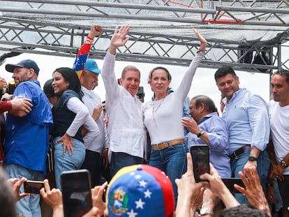 Edmundo González y María Corina Machado en Aragua (Venezuela), el 18 de mayo.