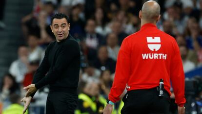 Xavi Hernández, entrenador del Barcelona, durante el partido contra el Real Madrid la semana pasada en el Bernabéu.