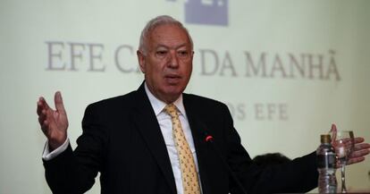 El ministro espa&ntilde;ol de Asuntos Exteriores y Cooperaci&oacute;n, Jos&eacute; Manuel Garc&iacute;a-Margallo, este jueves en S&atilde;o Paulo.