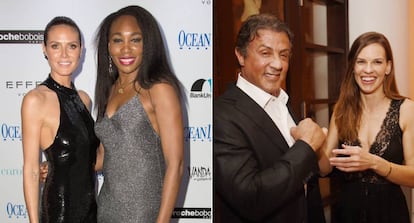 De izquierda a derecha: Heidi Klump, Venus Williams, Sylvester Stallone y Hillary Swank.