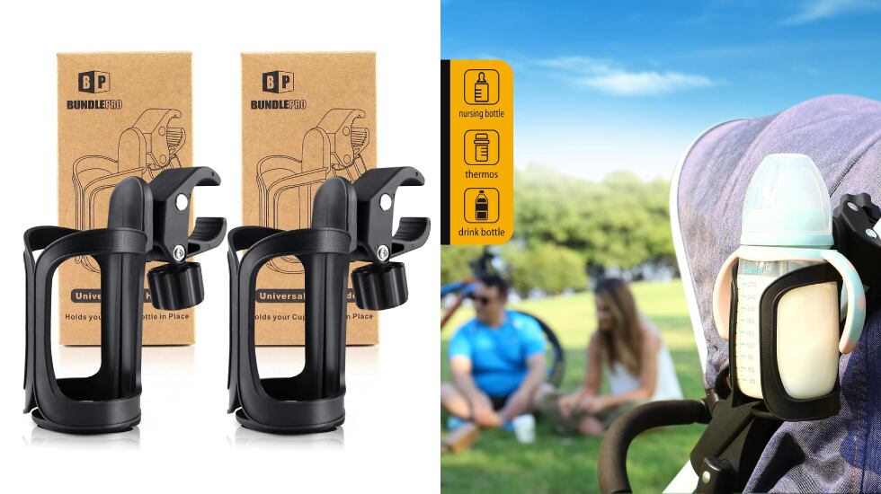 Lote de sujetavasos para sillas de paseo de bebés.