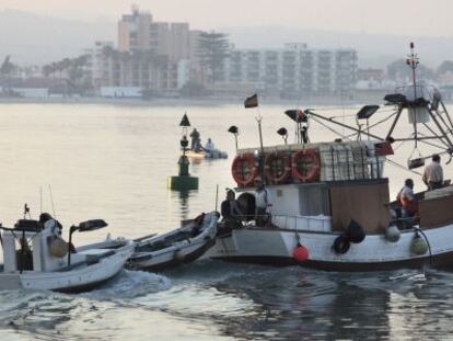 Embarcaciones pesqueras en la bah&iacute;a de Algeciras.