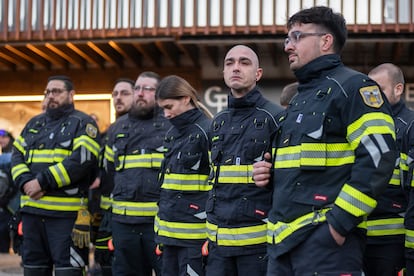Firefighters are seen near the area where a fire broke out at the Le Constellation bar and lounge leaving people dead and injured, during New Years celebration, in Crans-Montana, Swiss Alps, Switzerland