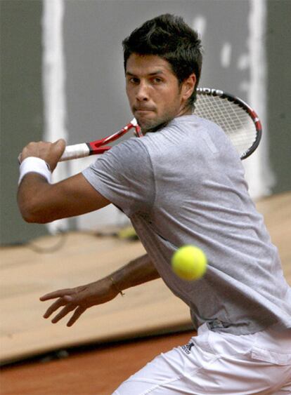 Fernando Verdasco, entrenándose ayer.