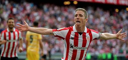 Munian celebra su gol al Girona.