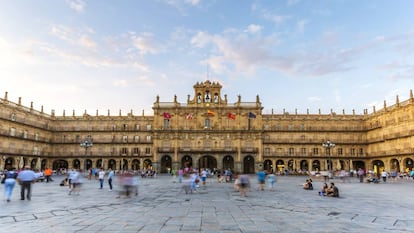 The Plaza Mayor in Salamanca, built in the mid-18th century.