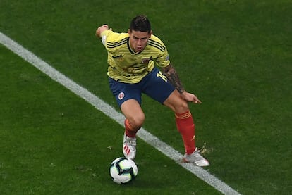 James Rodríguez durante un partido de la Copa América 2019 con Colombia.