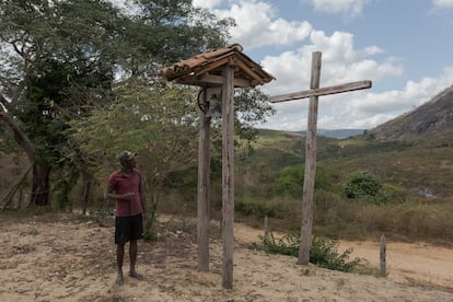 One of the residents of the quilombola community of Girau rings the bell calling the local population to church.
