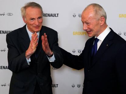 Jean-Dominique Senard, nuevo presidente de Renault; y Thierry Bolloré, director general de la firma francesa.