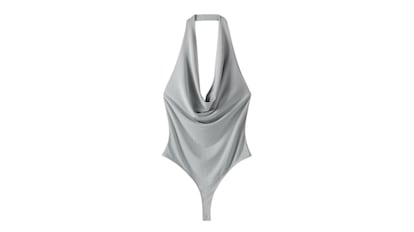 Body halter drapeado gris para mujer de Bershka