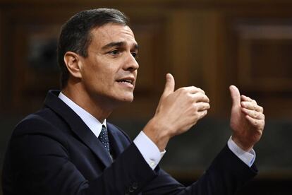Pedro Sánchez, este martes en el Congreso.