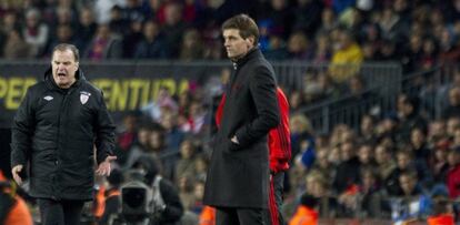 Vilanova y Bielsa, durante el encuentro.