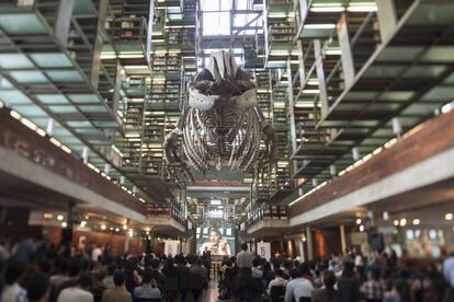 Vestíbulo de la Biblioteca Vasconcelos, durante el evento de Arquine