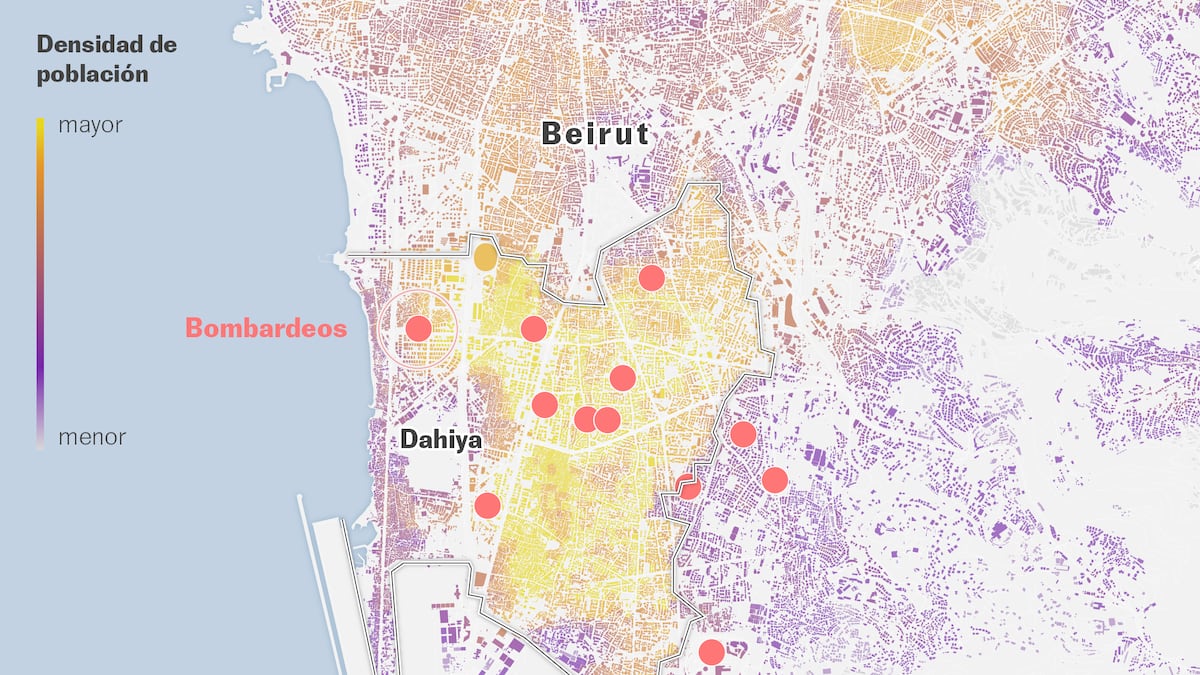 Mapas | Israel bombardea las áreas más pobladas de Beirut