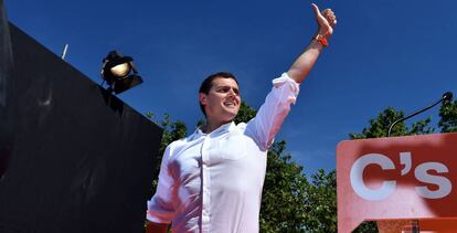 El l&iacute;der de Ciudadanos, Albert Rivera, el domingo.