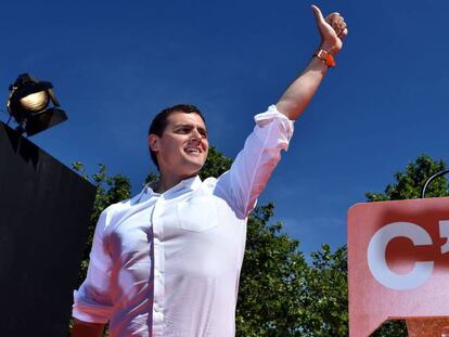 El l&iacute;der de Ciudadanos, Albert Rivera, el domingo.