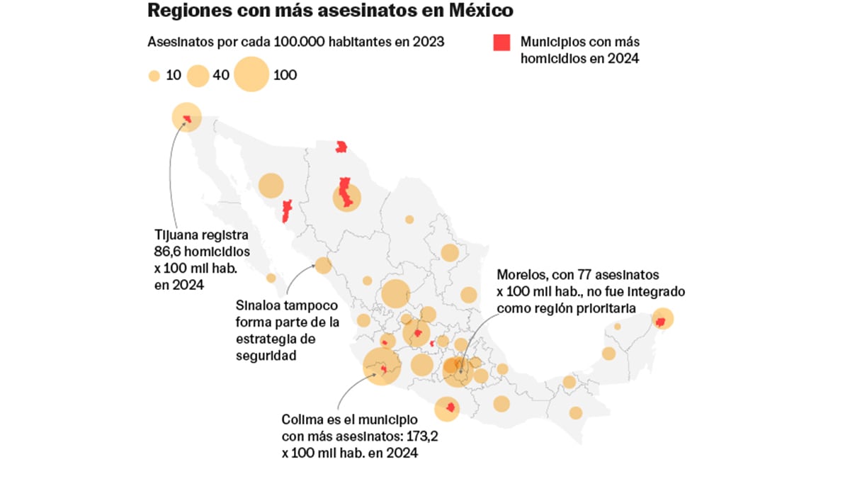 El mapa del crimen organizado en México: estos son los puntos rojos a combatir