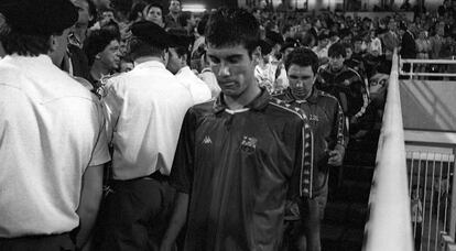 Guardiola tras caer ante el Milan en la final de Copa de Europa de 1994.