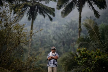 El señor Silverio Bojacá, agricultor de la vereda Bramaderos, es miembro de la comunidad que busca proteger a la palma de cera en Cundinamarca.  