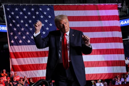 Republican presidential candidate Donald Trump during his rally in Greensboro, North Carolina.