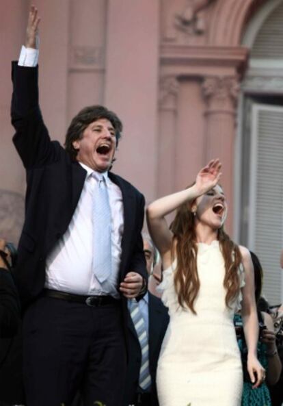 Boudou, junto a su novia, en la toma de posesión de la presidenta, en 2011