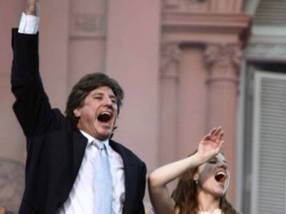 Boudou, junto a su novia, en la toma de posesión de la presidenta, en 2011