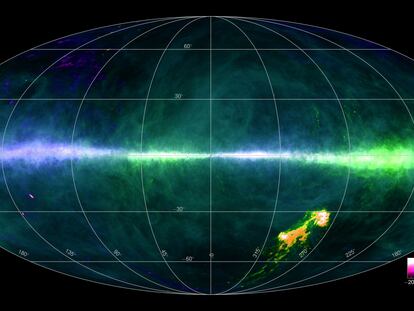 Mapa de nuestra galaxia en Hidrógeno atómico.