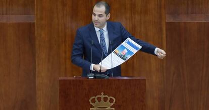 Ignacio Aguado, durante su intervención en la Asamblea el pasado día 22.
