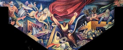 El mural que decoraba el Palacio de Gobierno de Bolivia y fue destruido por la dictadura militar en 1964.