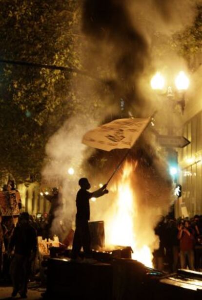 Uno de los manifestantes durante las protestas.