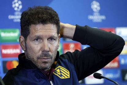 Simeone, durante la rueda de prensa previa al partido contra el Rostov.