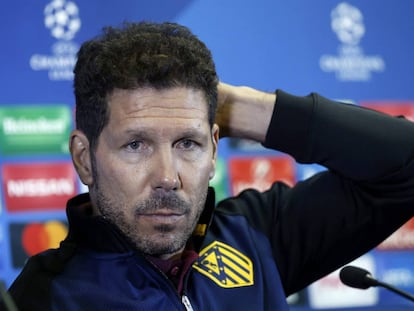 Simeone, durante la rueda de prensa previa al partido contra el Rostov.