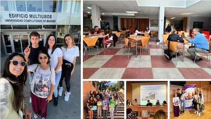 Estudiantes entrevistando a usuarios del Centro de Mayores de Valdemoro.