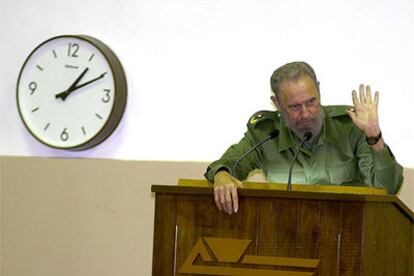 Fidel Castro pronuncia un discurso en La Habana, en octubre de 2002.