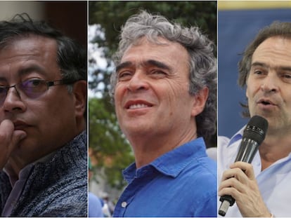 Gustavo Petro, Sergio Fajardo y Fico Gutiérrez, candidatos a la presidencia de Colombia.