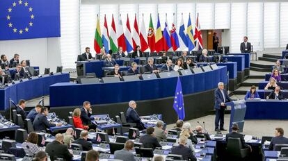 El presidente de la Comisi&oacute;n Europea, Jean Claude Juncker en la Euroc&aacute;mara de Estrasburgo (Francia).