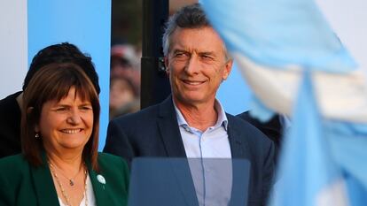 Patricia Bullrich y Mauricio Macri, durante un acto de campaña en octubre de 2023.