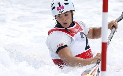 Maialen Chourraut, durante la primera bajada de hoy.