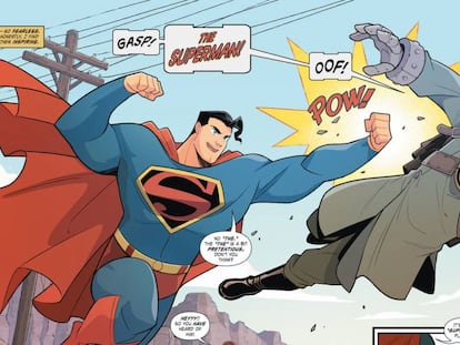 El detalle de una viñeta de 'Superman smash the Klan'.