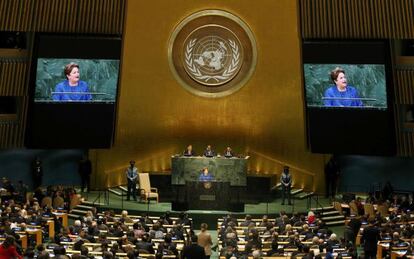 La presidenta de Brasil durante su intervenci&oacute;n en Naciones Unidas.