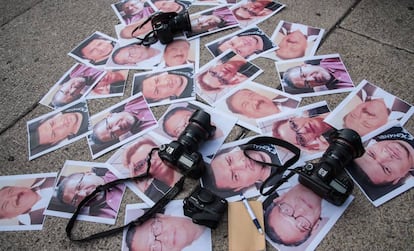 Fotos de periodistas asesinados en México.